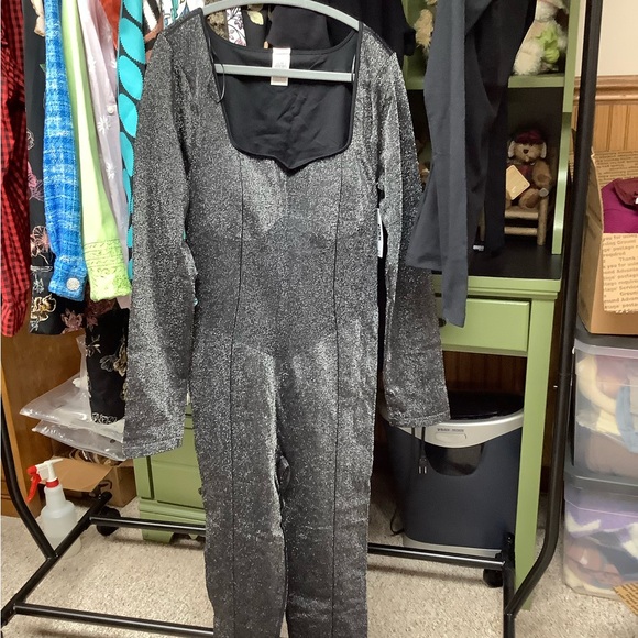 PINK Victoria's Secret Pants - PINK Victoria's Secret Sparkle Black Long-Sleeve Jumpsuit